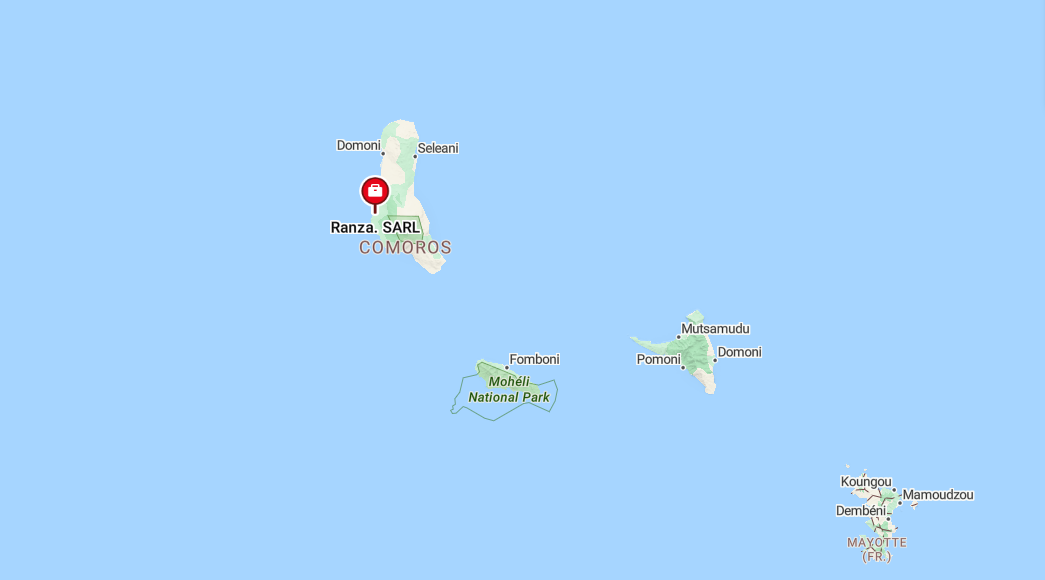 Carte montrant l'emplacement du siège de Ranza SARL à Moroni, Grande Comore, Comores